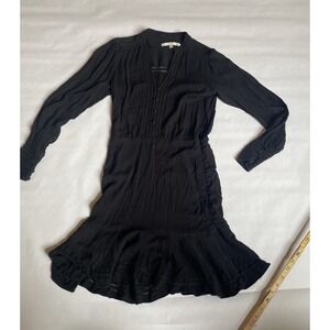Veronica Beard Ruffled Dress Women's Size 2 Black Long Sleeve Tiered